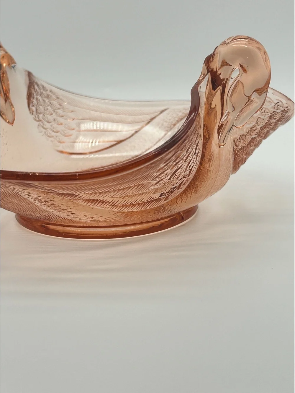 Pink Depression Glass Double Head Swan Candy Dish